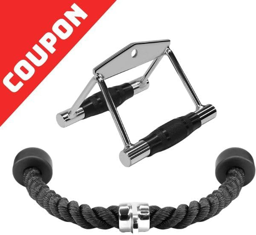 Tricep Press down Cable Machine Attachment Set, LAT Pulldown Attachment, Cable Machine Accessories for Home Gym