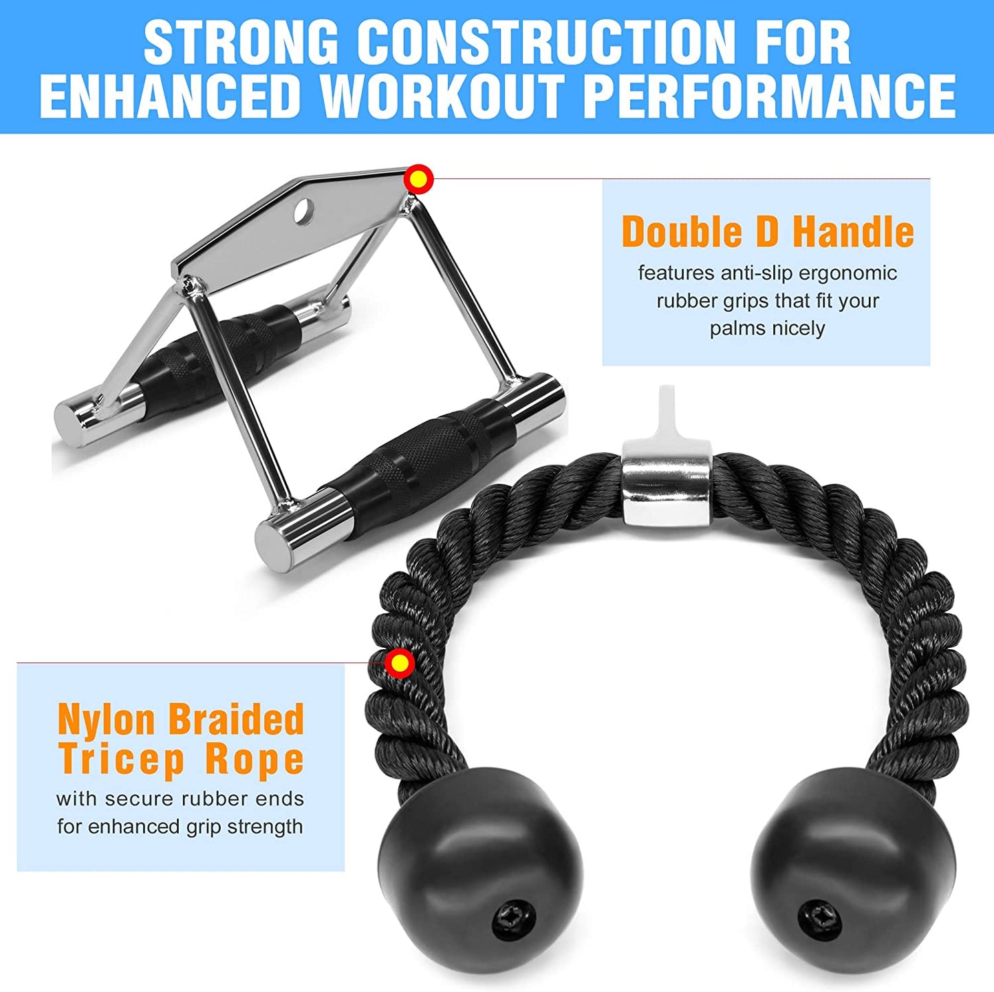 Tricep Press down Cable Machine Attachment Set, LAT Pulldown Attachment, Cable Machine Accessories for Home Gym